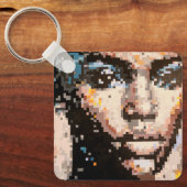 Porte-clés Portrait pixelisé avec une expression féroce (Recto)