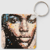 Porte-clés Portrait pixelisé avec une expression féroce (Dos)