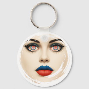 Porte-clés Portrait Pop Art au Drapeau Croate – Yeux et Lèvre