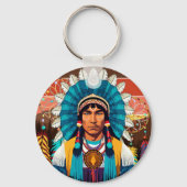 Porte-clés Portrait puissant en chef amérindien (Recto)