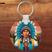 Porte-clés Portrait puissant en chef amérindien (Recto)