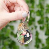 Porte-clés Portrait toucan avec Feuilles tropicaux (main)