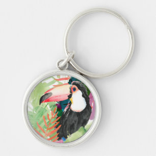 Porte-clés Portrait toucan avec Feuilles tropicaux