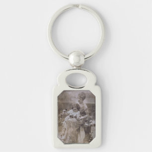 Porte-clés Portrait vintage Sepia mère et enfant