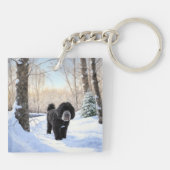 Porte-clés Portugais Water Dog Laisser neiger Noël (Dos)