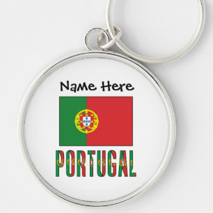 Porte-clés Portugal et drapeau portugais avec votre nom