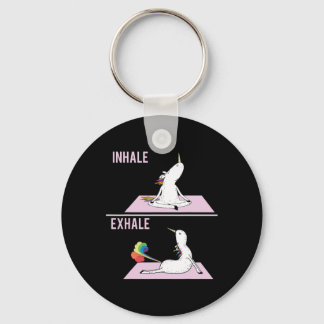Porte-clés Pose de yoga de licorne Inspirez Expirez Licorne F
