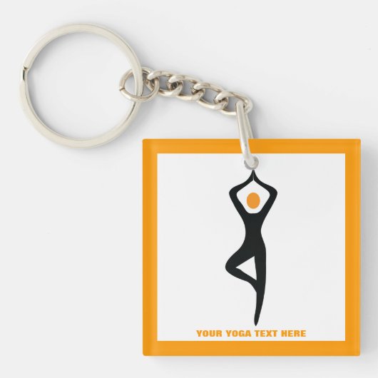 Porte-clés Pose de yoga noir, orange personnalisé (Devant)