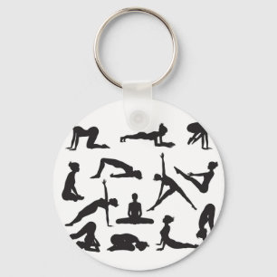 Porte-clés Poses de yoga de silhouette