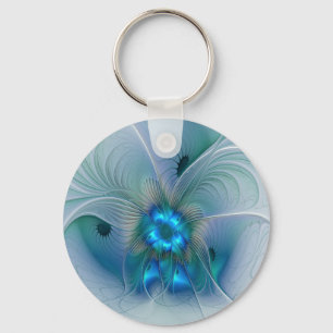 Porte-clés Position, Abstrait bleu turquoise fractal