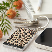 Porte-clés Poster de animal, Léopard Brown, Coeurs, Votre Nom (Devant droit)