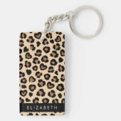 Porte-clés Poster de animal, Léopard Brown, Coeurs, Votre Nom (Dos)