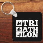 Porte-clés Poster de motivation du triathlon noir (Recto)