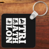 Porte-clés Poster de motivation du triathlon noir (Verso)