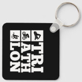 Porte-clés Poster de motivation du triathlon noir (Dos)