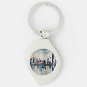 Porte-clés Poster de peinture Abstraite de London City Skylin
