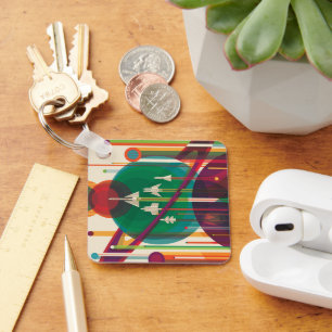 Porte-clés Poster de Voyage Espace Rétro - Système Solaire Gr