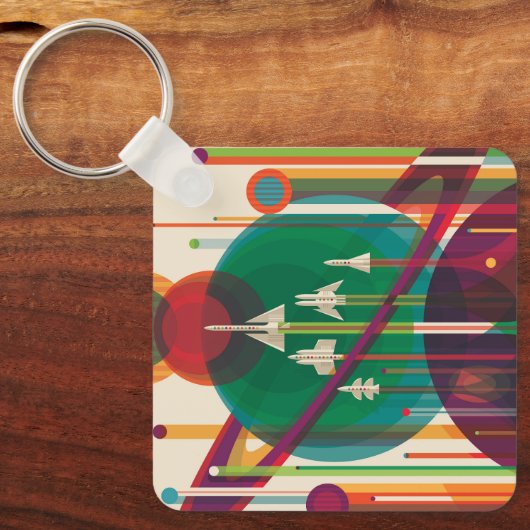 Porte-clés Poster de Voyage Espace Rétro - Système Solaire Gr (Recto)