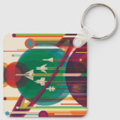 Porte-clés Poster de Voyage Espace Rétro - Système Solaire Gr (Dos)