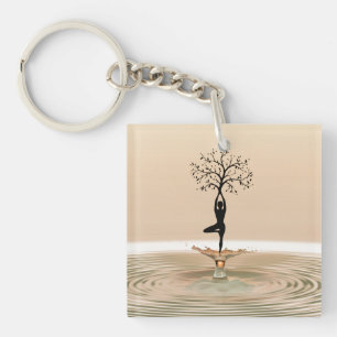 Porte-clés Postures de Yoga & Position de l'Arbre de Lotus Ze