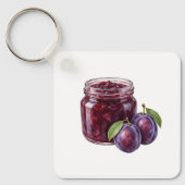 Porte-clés Pot de confiture de prunes et prunes mûres (Recto)
