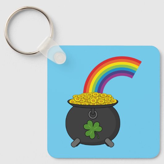 Porte-clés Pot de dessin en or arc-en-ciel (Recto)