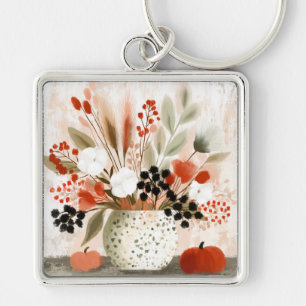 Porte-clés Pot de fleurs d'automne et Pot tacheté de rouille