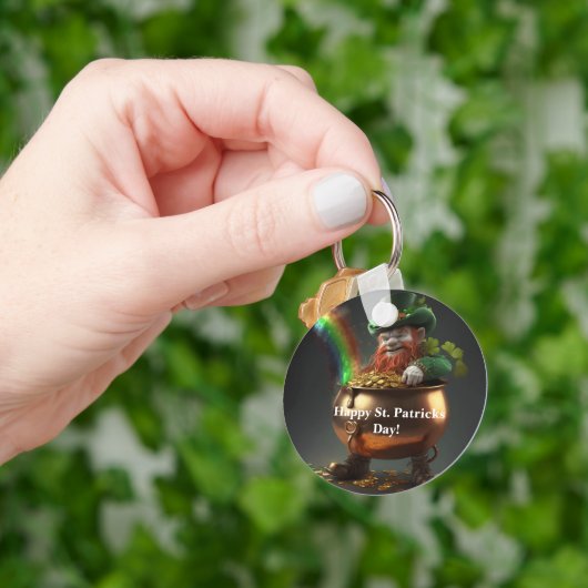Porte-clés Pot de Leprechaun en Or (main)