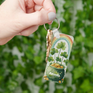 Porte-clés Pot de l'or et arc-en-ciel vintage