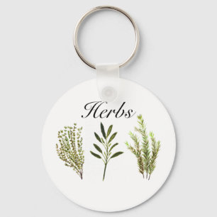 Porte-clés Pot de plantes de sauge, thym, romarin à l'aquarel
