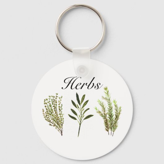 Porte-clés Pot de plantes de sauge, thym, romarin à l'aquarel (Recto)
