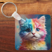 Porte-clés Potrait de chaton couleur arc-en-ciel (Recto)