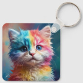 Porte-clés Potrait de chaton couleur arc-en-ciel (Dos)