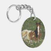 Porte-clés Poulain d'Appaloosa fixant en fleurs (Devant gauche)