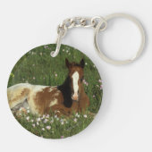 Porte-clés Poulain d'Appaloosa fixant en fleurs (Dos)