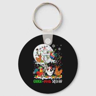 Porte-clés Poule Équipe Xmas Groupe Santa Elfe Poules Sur Arb