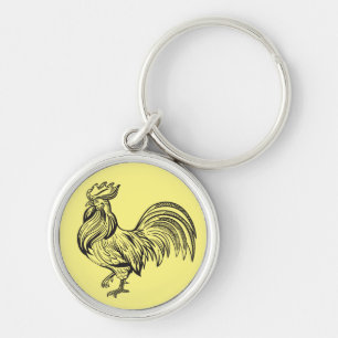 Porte-clés Poule Folle Dame de Campagne Ferme Coq
