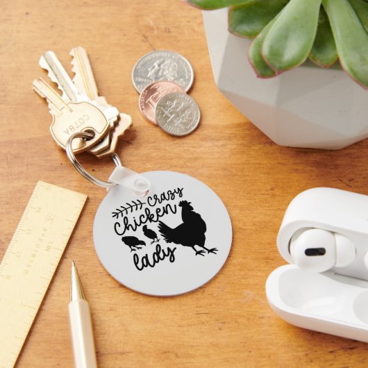 Porte-clés poule folle mot art (Bureau)