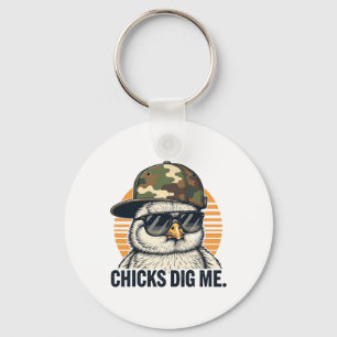 Porte-clés Poules Vintage M'aiment Camouflage de Pâques Garço