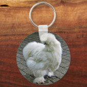 Porte-clés Poulet blanc Silkie Photo (Recto)