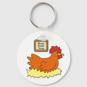 Porte-clés Poulet de caricature dans le nid Accueil Sweet Hom