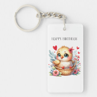 Porte-clés Poulet de naissance mignon.