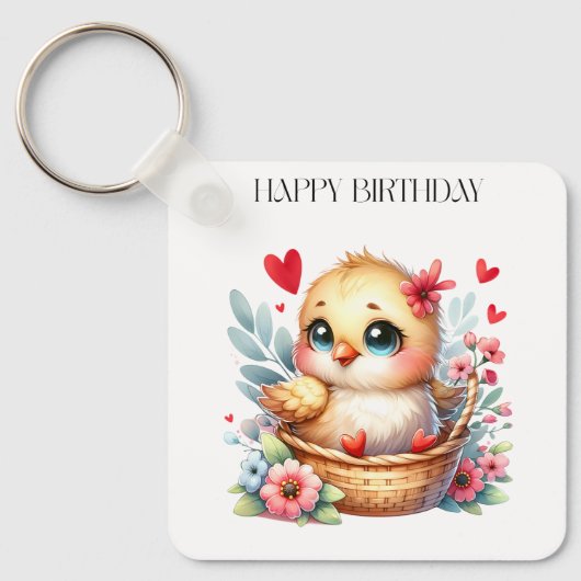 Porte-clés Poulet de naissance mignon. (Recto)