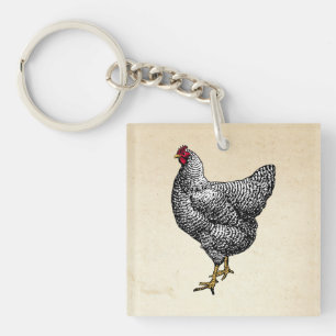 Porte-clés Poulet de roche Plymouth Barred classique Hen