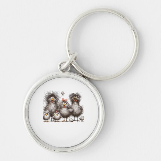 Porte-clés Poulet Drôle Classique de Style Rétro (Devant)