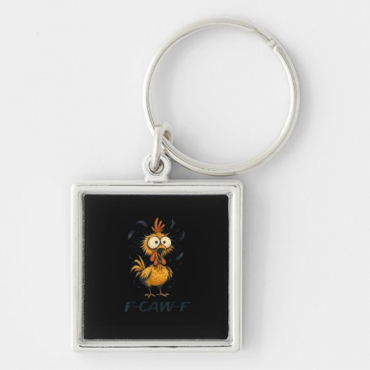 Porte-clés Poulet drôle F-Caw-F Graphique Minimal (Devant)