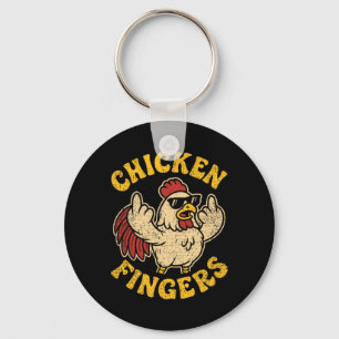 Porte-clés Poulet en colère faisant un doigt d'honneur Pun Cl