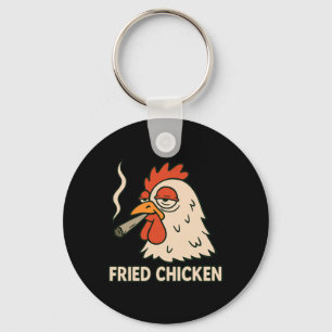 Porte-clés Poulet frit fumant drôle amateur de mauvaises herb