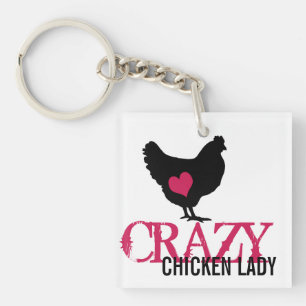Porte-clés Poulet mignon avec le coeur rose