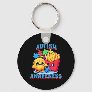Porte-clés Poulet Nugget Et Frites Sensibilisation à l'autism